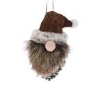 Pinecone Hanging With Gnome 15.5X8X7.5CM Brown And Natural Colours Brown Hat