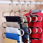 Space-saving Stainless Steel Multi-layer Pants Hanger With Non-slip S-shaped Clips - Perfect For Wardrobe Organization & Towel S