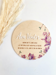 Round Floral Birth Plaque - Afrikaans