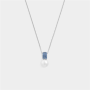 Sterling Silver Blue Cubic Zirconia Freshwater Pearl Pendant