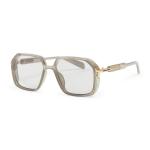 Black Blue Lens Metal Detail Square Sunglasses