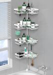 Daoya Corner Shower Caddy Tension Pole - Chrome Tension Rod Shower Caddy Adjustable Shampoo Holder For Bathroom bathtub rv Stain