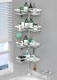 Daoya Corner Shower Caddy Tension Pole - Chrome Tension Rod Shower Caddy Adjustable Shampoo Holder For Bathroom/bathtub/rv Stainless Steel Floor To