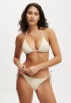 Cotton On Fixed Tie Side Cheeky Bikini Bottom - Golden Rib Metallic