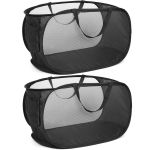 Pop Up Mesh Laundry Baskets Foldable Hamper With Handles 2 Pack
