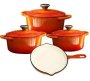 Dh - 7 Piece Cast Iron Cookware Set Pot With Lid 200 L Capacity Stainless Steel Non-stick