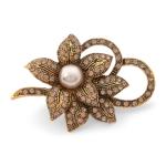 Goldair Gold Vintage Pearl Floral Brooch