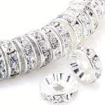 100PCS/SET Round Interval Beads Plated With Silver Czech Crystal Rhinestones Used For Loose Bead Bracelet Spacer Beads Jewelry M