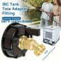 1PC Ibc Tank Adapter Fitting S60 6 Durable Pp And Brass Material Corrosion Resistant Acid-alkali Resistant Leakproof For Garden Hose Watering Equipment Rv Camping 3/4" Valve