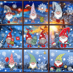 9SHEETS 99PCS Christmas Window Clings Christmas Gnome Snowflake Holiday Window Stickers Decals For Glass Windows Christmas Windo