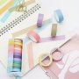 12pcs Candy Pastel Washi Tape Set - 7.5Mm X 2M Adhesive Decorative Paper Tapes For Scrapbooking Journaling & DIY Crafts