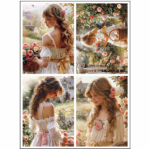 Tear Resistant Deco Print A6 Girl With Flowers