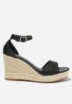 Cotton On Luna Single Vamp Espadrille Heel - Black Pebbled