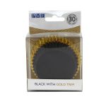 Cupcake Cases Foil Lined - Black With Gold Foil Trim Pack Of 30