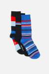 Socks 3PK - Nvy Red Blue Stripe - Red