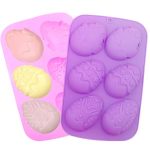 2PCS Easter Egg Silicone Molds 6- Cavity Egg Molds Egg Shaped Silicone Molds For Baking Cake Chocolate Soap Ice Cube Tray Muffin