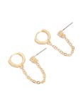 Goldair Gold Diamante Huggie & Chain Stud Earrings