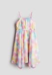 Asymmetric Chiffon Dress - Pink Patterned