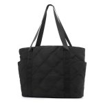 Supacool Tote Bag For Women Lightweight Puffy Tote Bags With Zipper Large Quilted Shoulder Bag For Shopping Work College Black