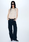 Ladder-stitch-look Knitted Vest Top - Light Beige