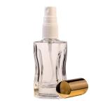 30ML Clear Glass Rectangle Base Waisted Perfume Bottle With White Spray & Gold Cap 18 410