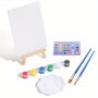 Complete Art Set With Canvas Easel 2 Brushes Paint Box & Palette - Ideal For Daily Office Use