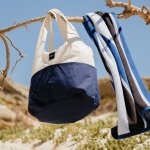 Canvas Lined Tote Bag Natural And Navy
