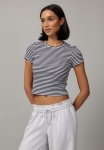 Ruby Rib Baby Tee - Navy white Stripe