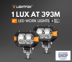 Lightfox 4INCH Pair Osram LED Work Lights 1LUX @ 393M 4 600LUMENS