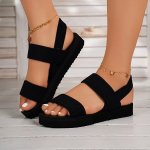 Women's Solid Color Flat Sandals Casual Open Toe Summer Shoes Lightweight Ankle Strap Sandals