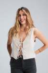 Loop Tie Waistcoat - Oatmeal - M-l