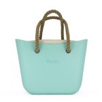 Fenn Original Collection Turquoise Beige Inner Gold Zip Rope Handle - Ys Travel Bags
