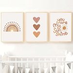 Puyiqare You Are My Sunshine Canvas Wall Art Nursery Art Print Heart Rainbow Nursery Wall Art Boho Wall Art Prints For Girls Roo