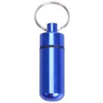 10 Pcs Portable Sealed Waterproof Aluminum Alloy First Aid Pill Bottle With Keychain Blue