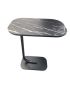 Bedside C-shaped Coffee Table With Wood Marble Top - Black