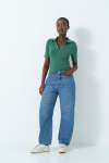 Split Collar Top - L Green