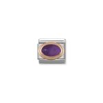 Rose Gold Enamel With Oval Natural Stones Amethyst Link