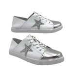 Vicki Sneaker White & Silver Metallic Toe