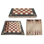 Wooden Chess Checkers And Backgammon Set