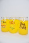 6 Printed Can Shaped Drinking Glass Tumblers