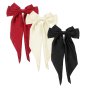 3PCS Set Elegant Satin Bow Hair Clips - Large Silky Butterfly Barrettes In Black Burgundy & Beige For Women And Girls