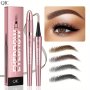 Waterproof Microblading Eyebrow Pen - 4 Split Head Design For Natural-looking Brows Suitable For All Skin Types Available In 4 Colors