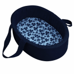 Newborn Carry Cot Navy With Blue Leaf Print Portable Baby Bassinet