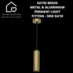 Satin Brass Metal & Aluminium Pendant Light Fitting - 50W GU10