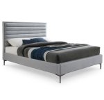 Davina Sleigh Bed Double -linen Grey
