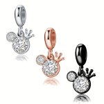 Charming Cartoon Mouse Crown Pendant - Zinc Alloy Perfect For Diy Bracelets & Necklaces Crafting