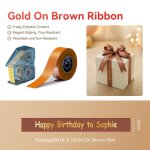 - N1 Satin Gift Ribbon - 14MM X 5.1M - Gold On Brown Ribbon