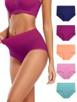5PCS Solid Simple Boyshorts Panties Comfy & Soft High Waisted Full Cover Panties Women's Lingerie & Underwear