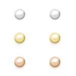 3 Pack Silver gold rose Gold Stud Earrings