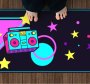 Colorful Boombox Graphic Vintage Vinyl Rug